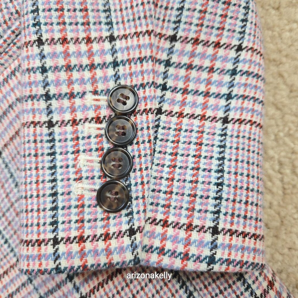 J. Crew Parke Blazer in Ivory Plaid Italian Wool Size 0 - Picture 8 of 13